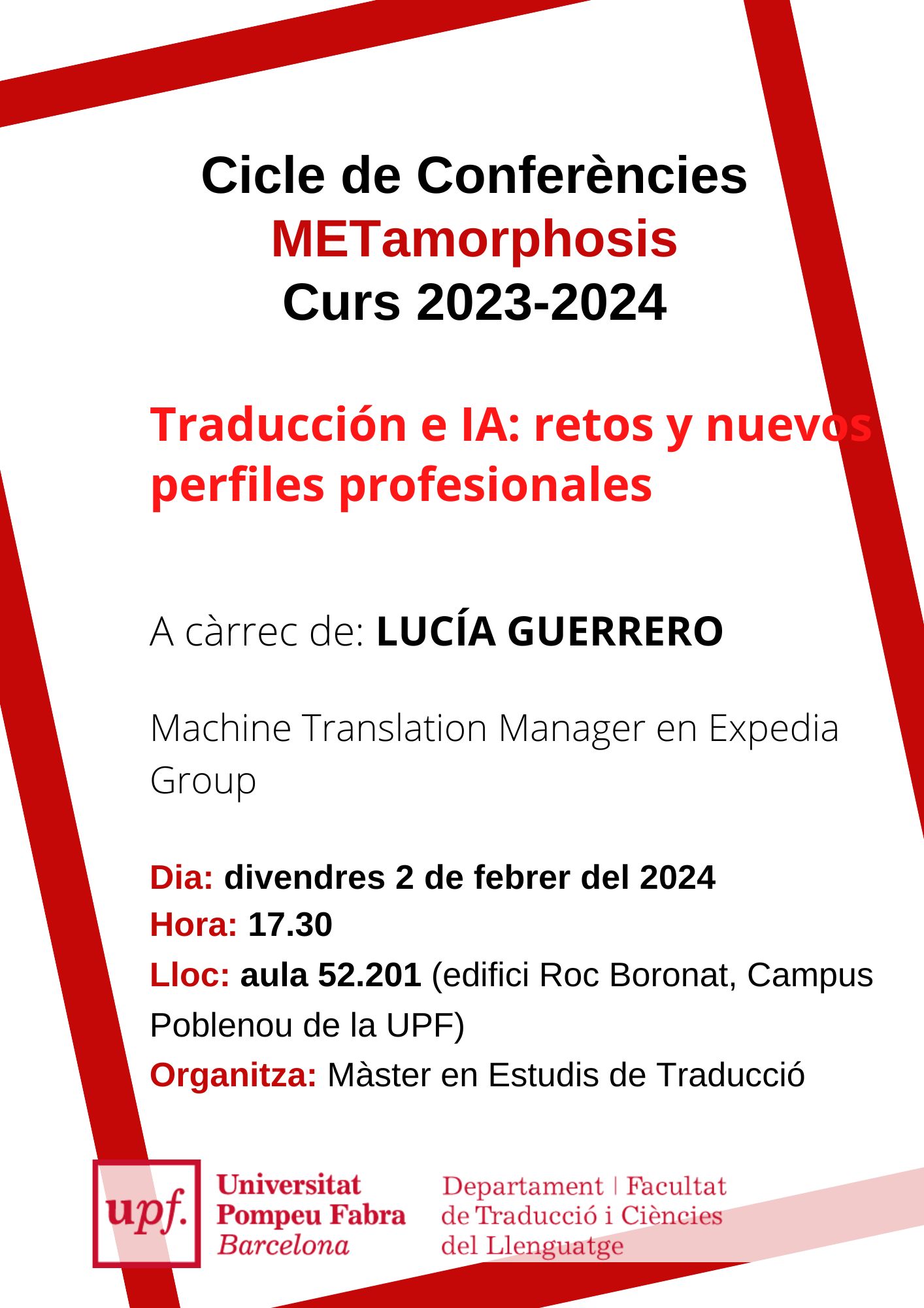 2/02/2024 Conferència del cicle METamorphosis, a càrrec de Lucía Guerrero