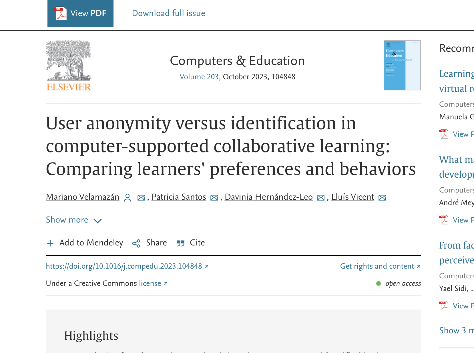 User anonymity versus identification in computer-supported collaborative learning