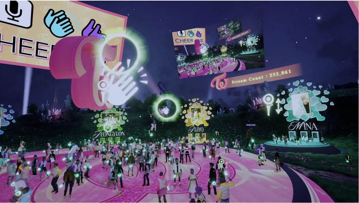 K-pop fans interacting in a virtual space
