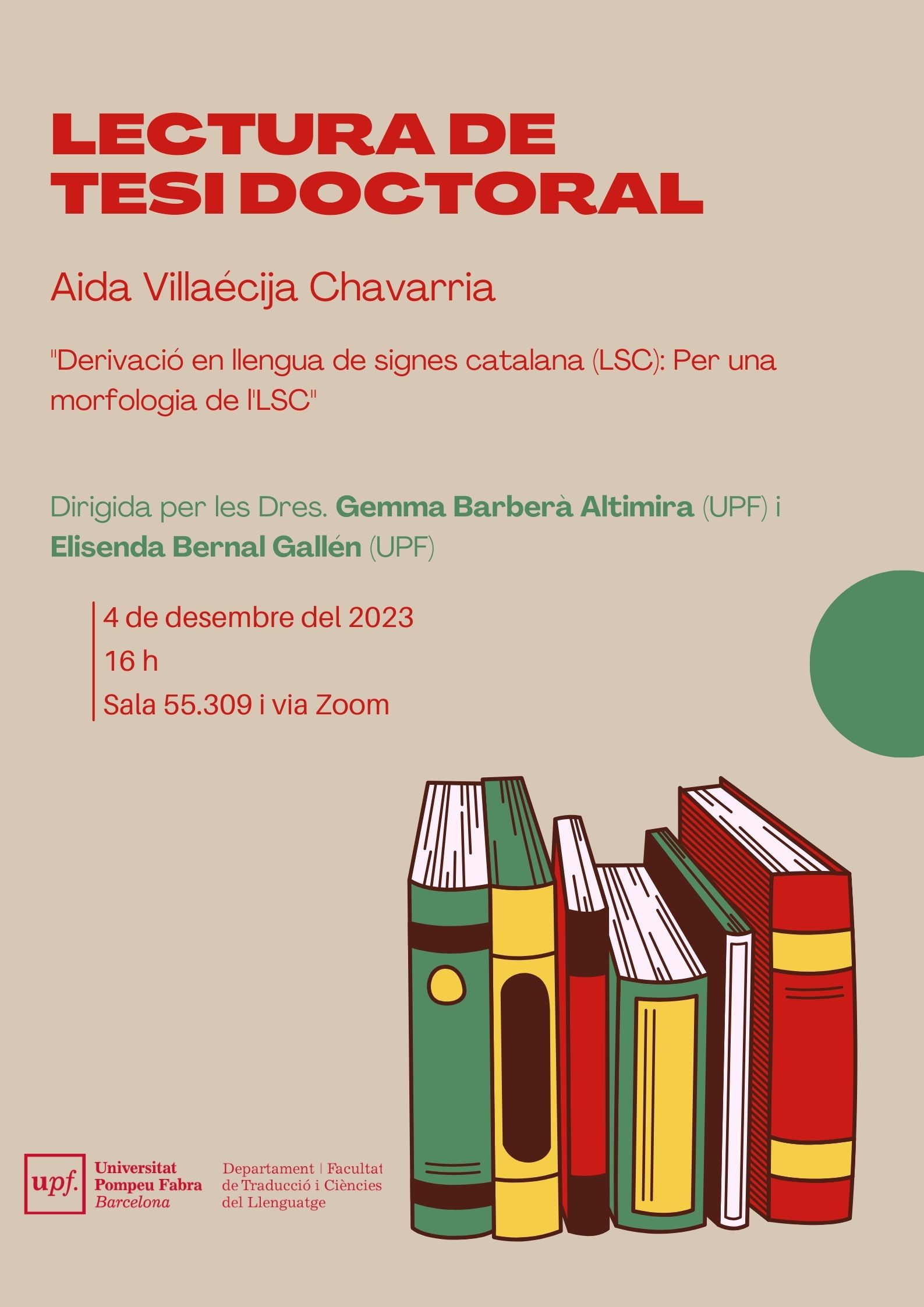 04/12/2023 Lectura de la tesi doctoral Aida Villaécija Chavarria, a les 16.00 hores