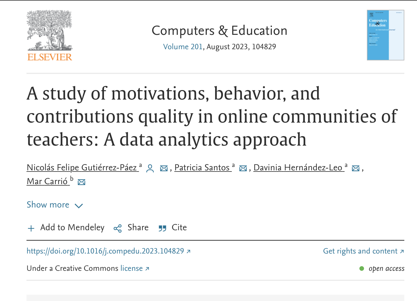 A study of motivations, behavior, and contributions quality in online communities of teachers