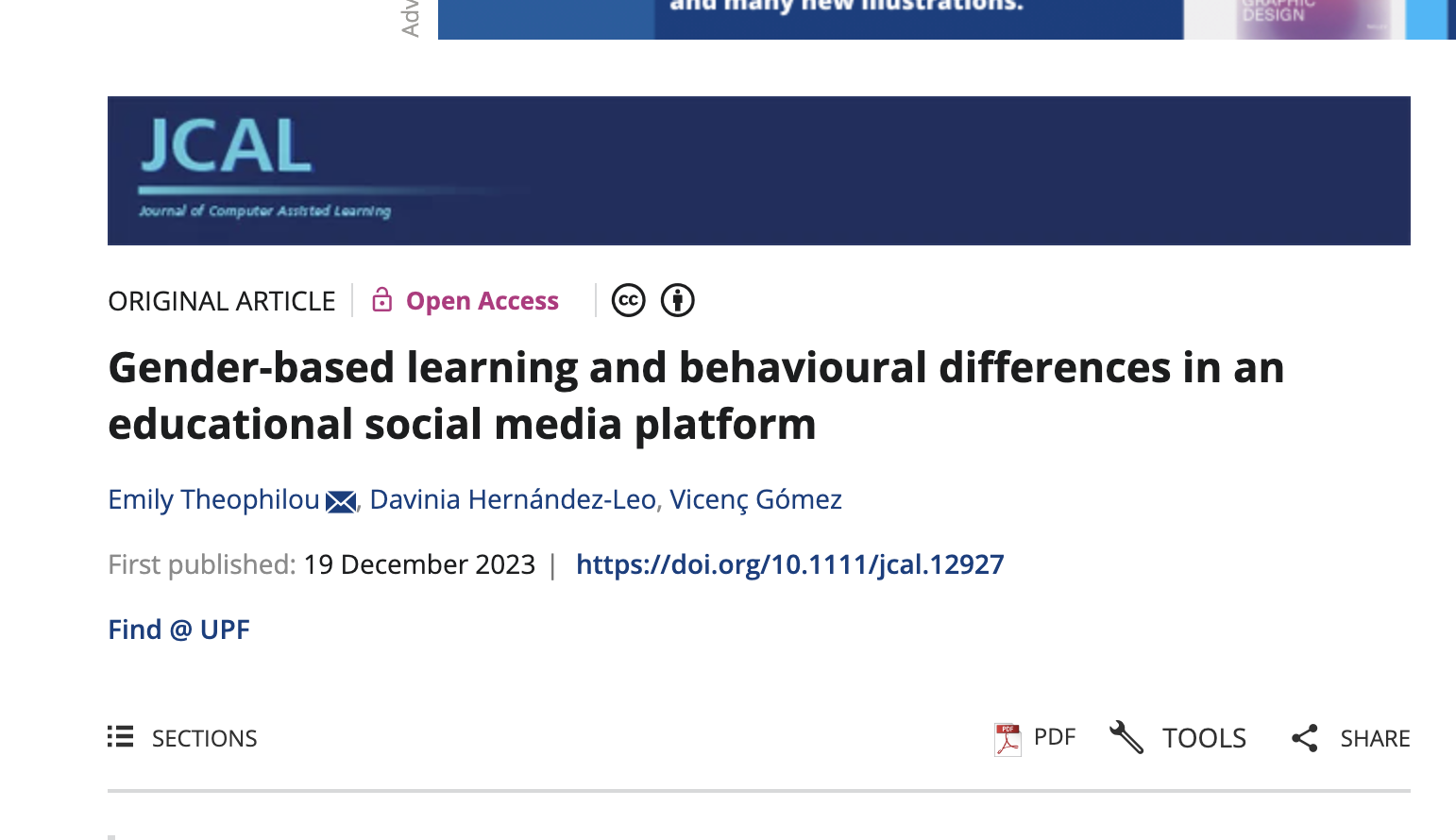 Just published at JCAL: Gender-based learning and behavioural differences in an educational social media platform
