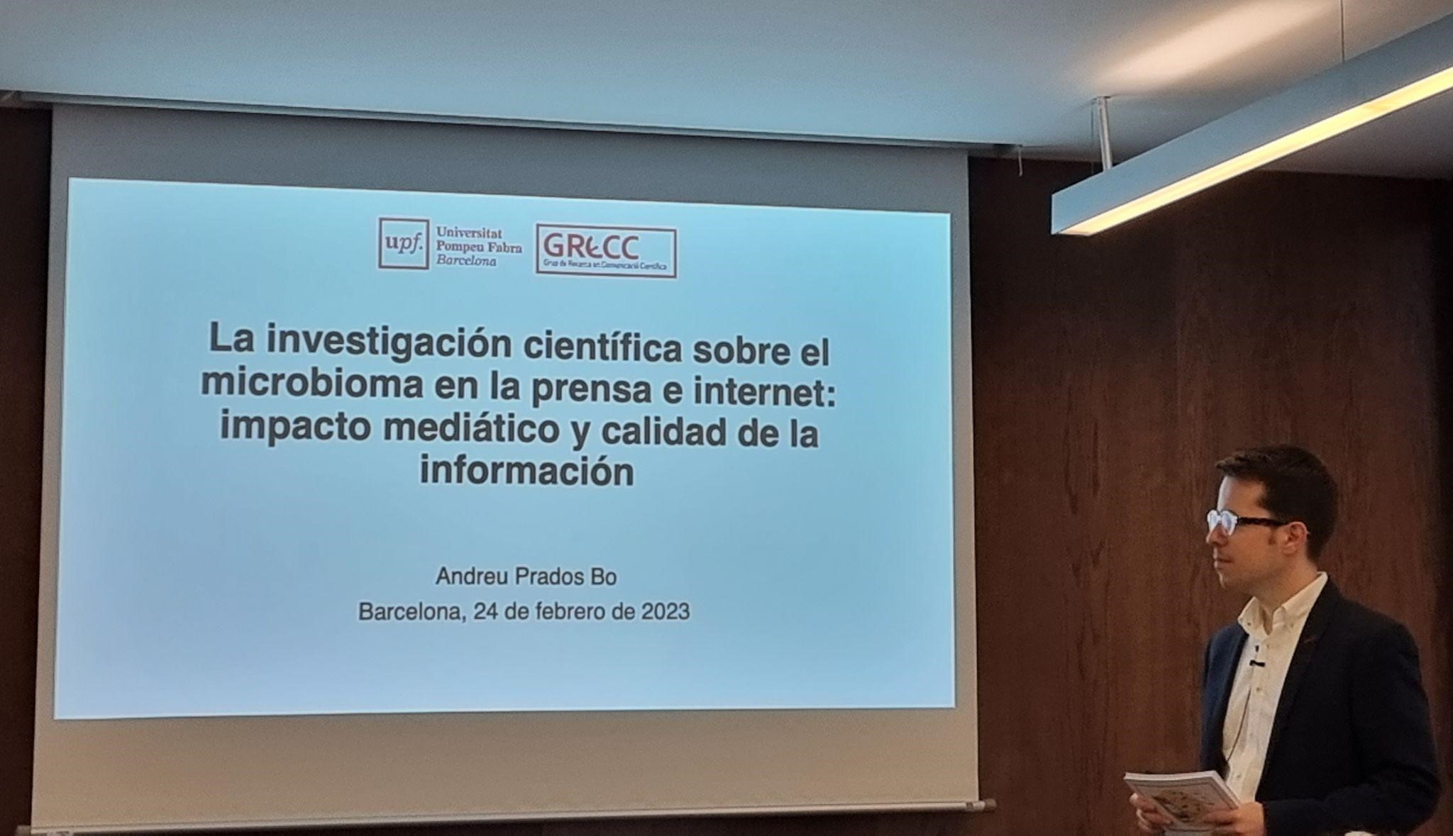 GRECC researcher, Andreu Prados, defended his doctoral thesis on the microbiome in the press and the internet