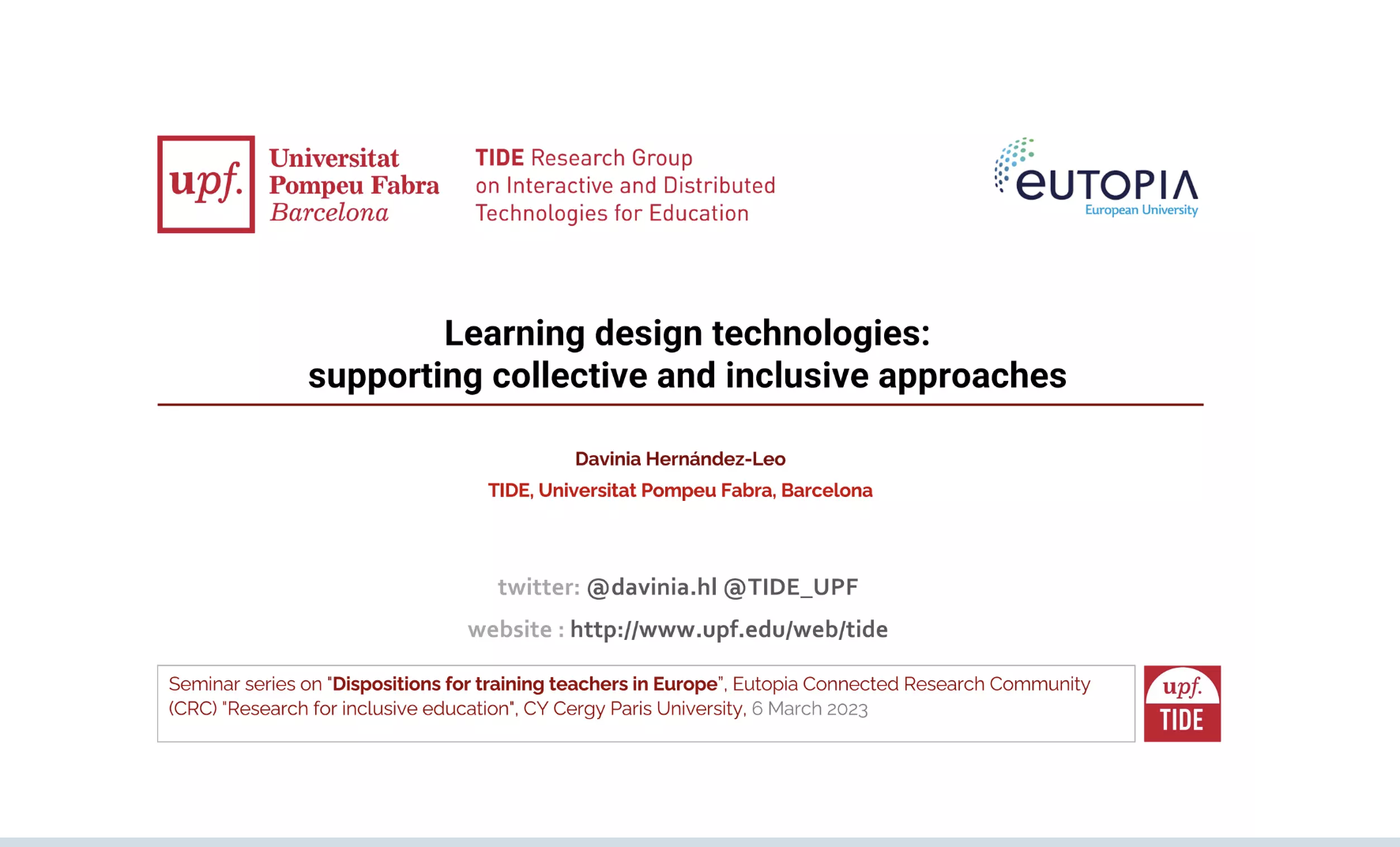 Seminar on Learning design technologies: supporting collective and inclusive approaches