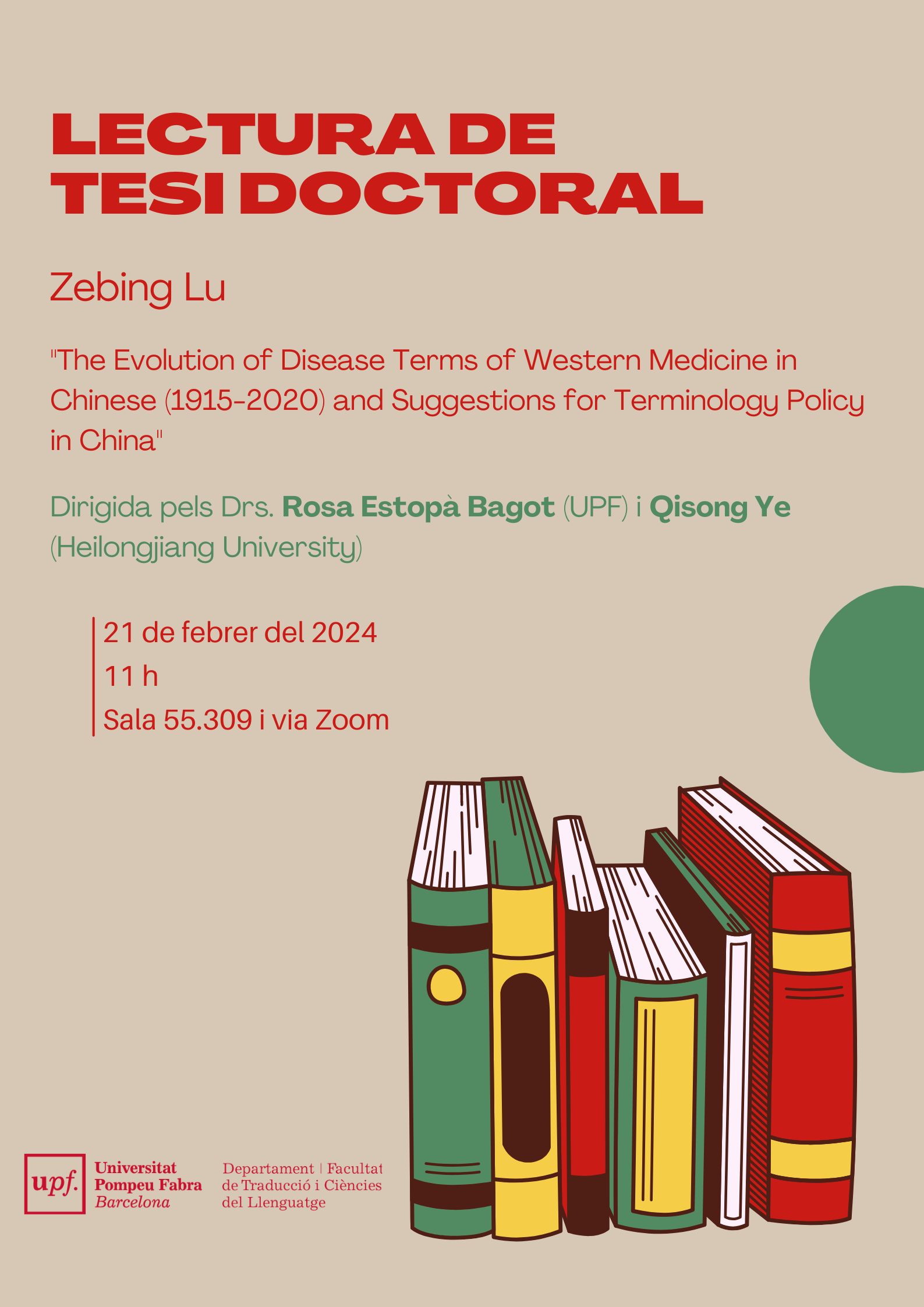 21/02/2023 Acte de lectura de la tesi doctoral de Zebing, a les 11.00 hores