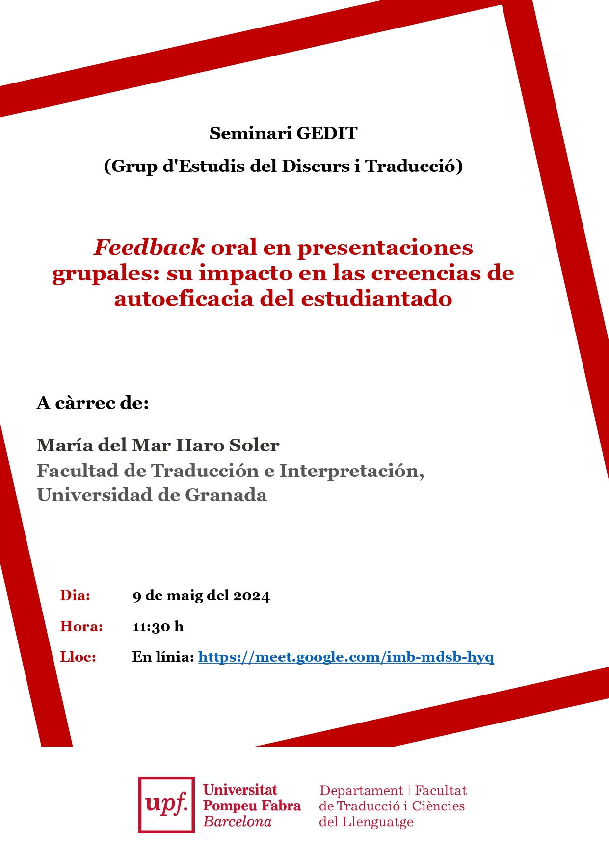 09/05/2024 Seminari en línia del GEDIT, a càrrec de María del Mar Haro Soler (Universidad de Granada)