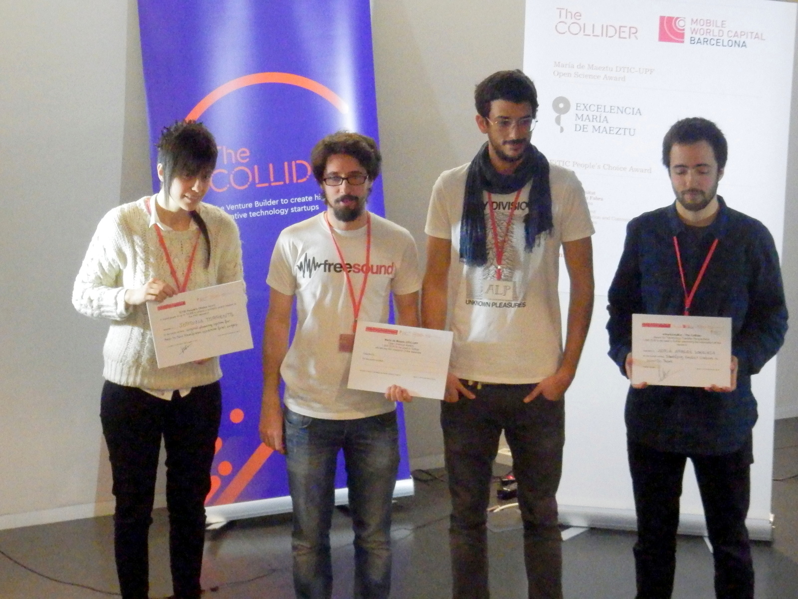Els guanyadors de l'edició 2018: d'esquerra a dreta Jordina Torrens, Xavier Favory, Alp Öktem i Adrià Arbués
