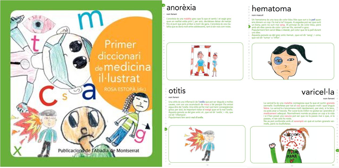 El Petit diccionari de medicina il·lustrat, una obra de Rosa Estopà, publicada per l'Abadia de Montserrat (2018)