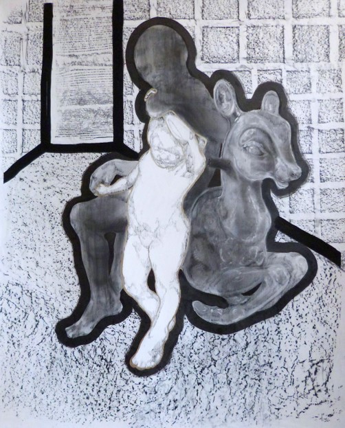 Drawing with mixed technique (graphite, ink, pencil and acrylic on paper), 80x100cm.