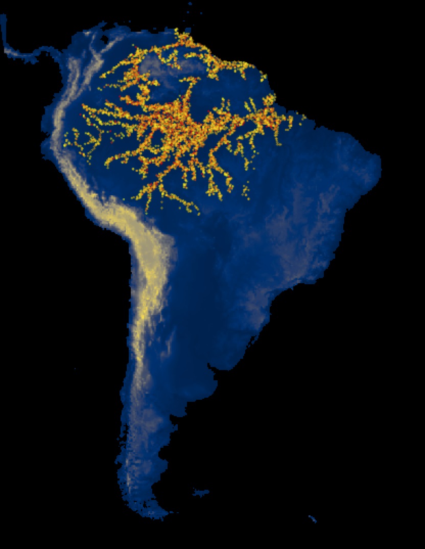 Simulación computacional de las expansiones de varias culturas arqueológicas en Sudamérica. Imatge inicial - Simulación computacional de las expansiones de varias culturas arqueológicas en Sudamérica.