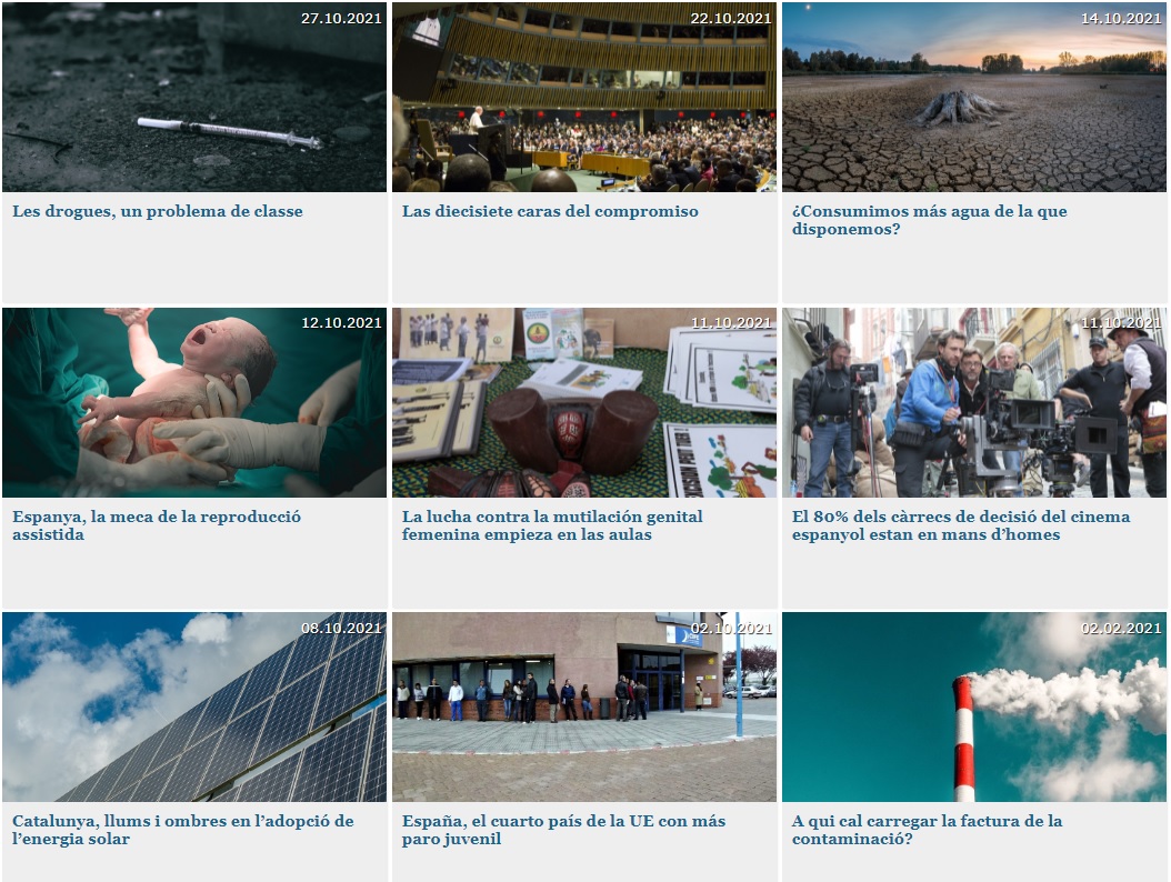 Imagen de algunos de los reportajes publicados Imatge inicial - Imagen de algunos de los reportajes publicados