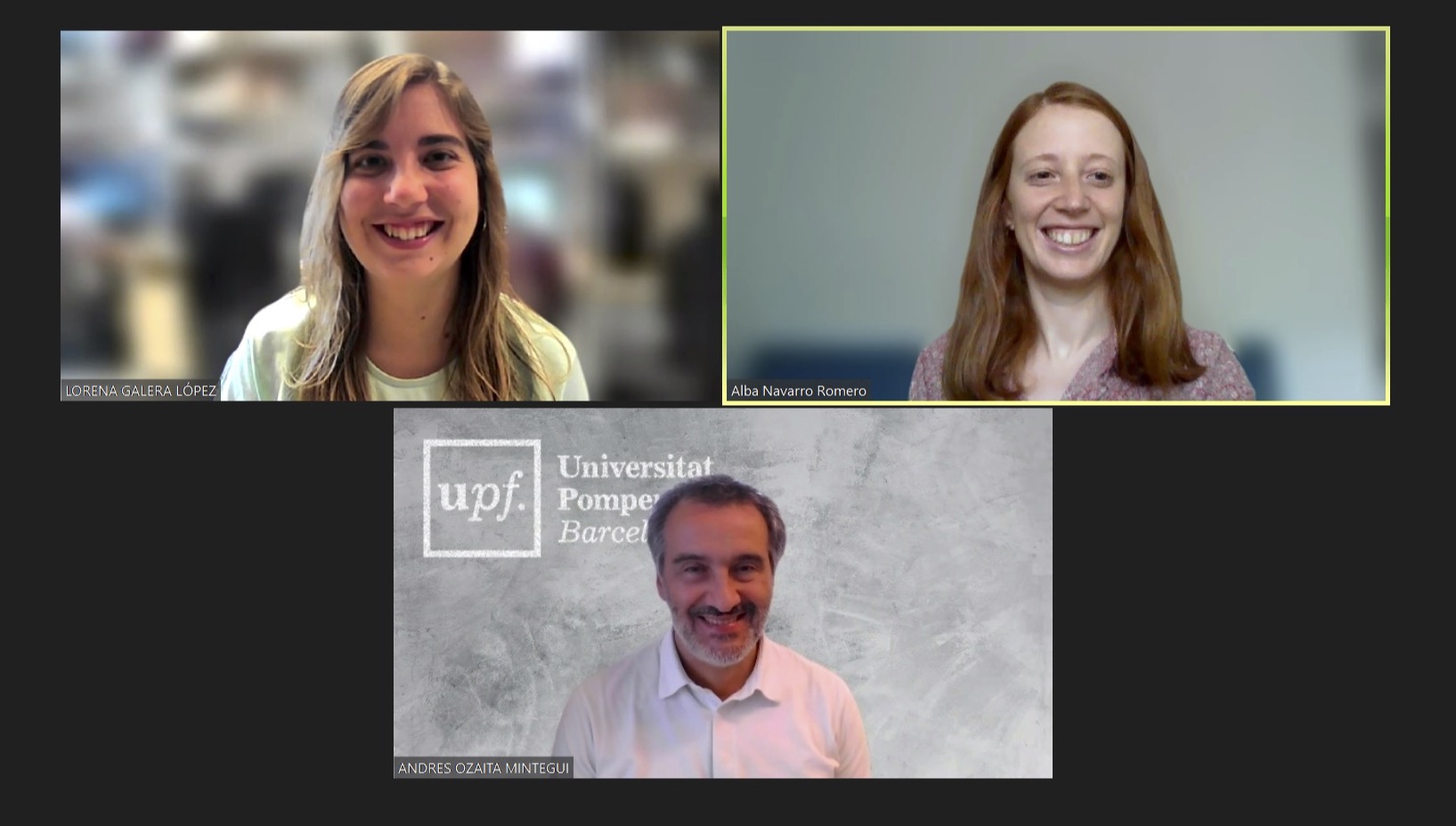 Lorena Galera López, Alba Navarro Romero and Andrés Ozaita Mintegui, UPF leading researchers Imatge inicial - Lorena Galera López, Alba Navarro Romero and Andrés Ozaita Mintegui, UPF leading researchers