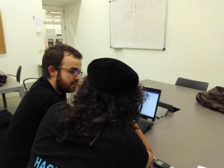 Pedro Vílches (Left) and Marcel Farrés (Right), working in the HackLab