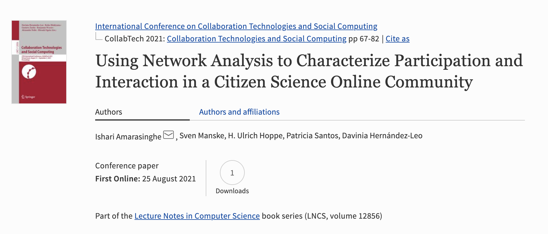 CollabTech2021 paper: Using Network Analysis to Characterize Participation and Interaction in a Citizen Science Online Community