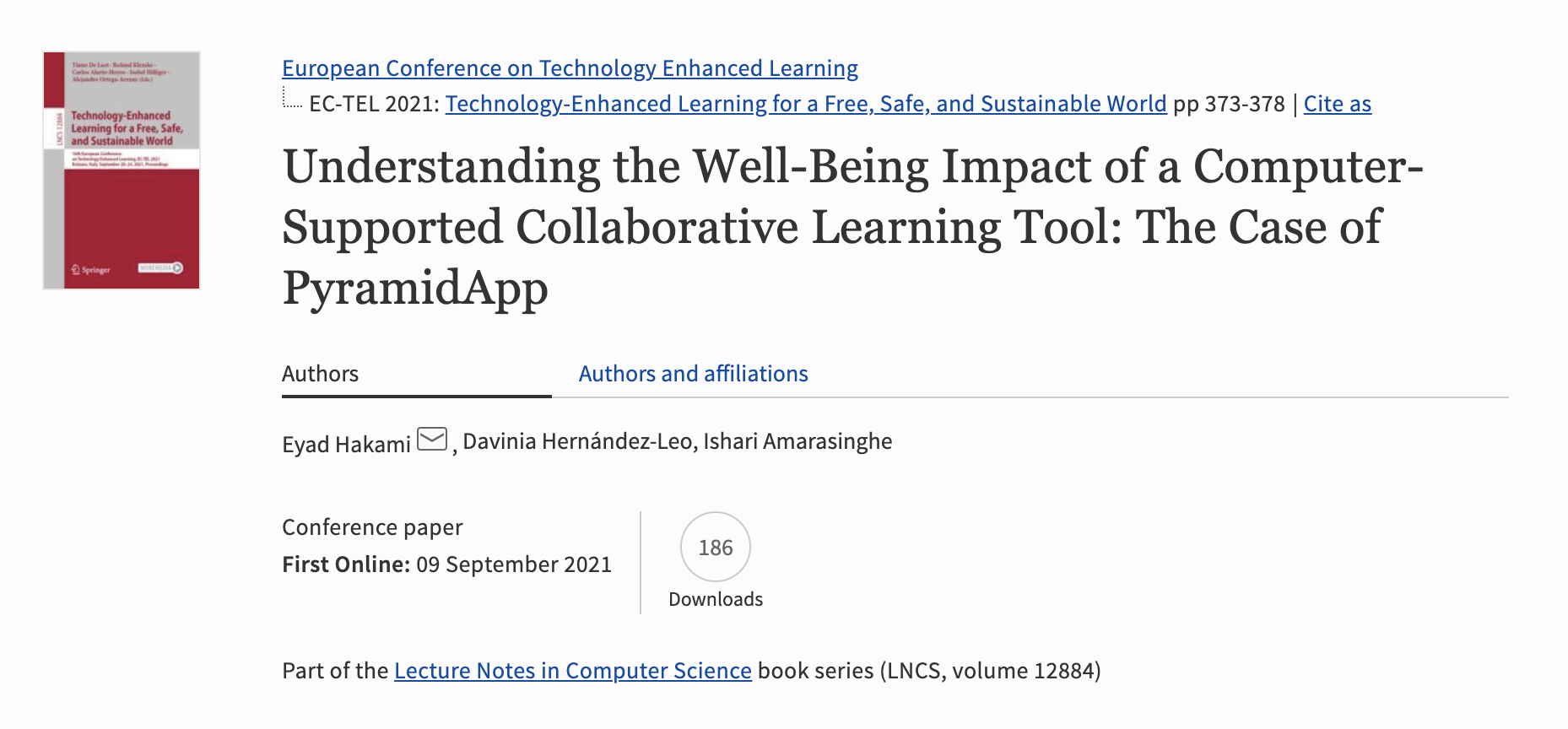 ECTEL2021 paper: Understanding the Well-Being Impact of a Computer-Supported Collaborative Learning Tool: The Case of PyramidApp