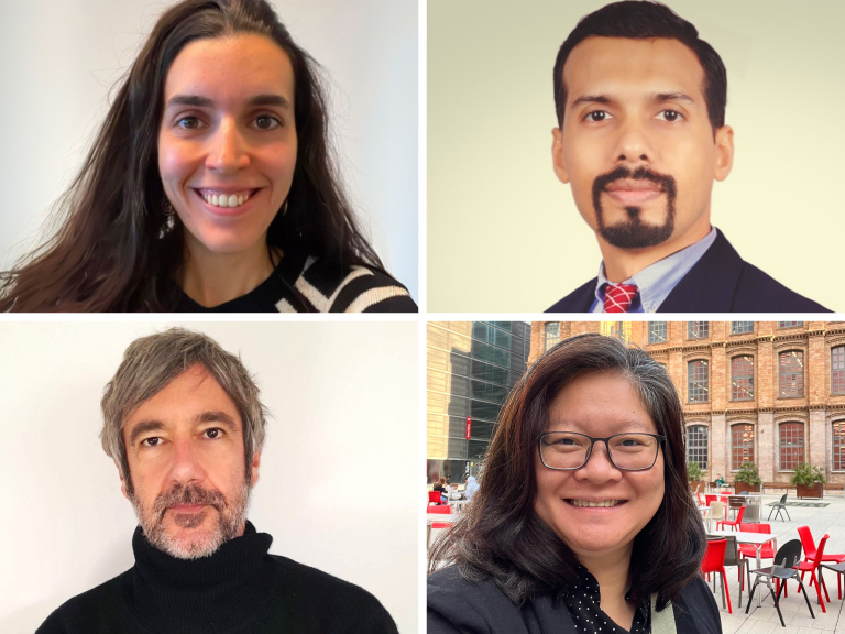 Imatge inicial - From left to right and top to bottom: Mar Coll, Abhra Roy, Stefano Biagetti and Meilinda Meilinda. Photographs provided.