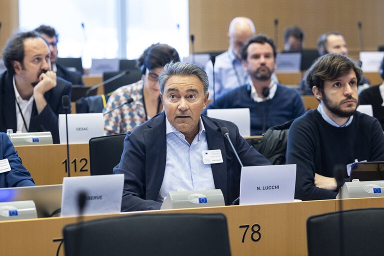 Nicola Lucchi during his presentation at the European Parliament Imatge inicial - Nicola Lucchi during his presentation at the European Parliament
