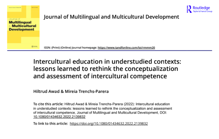 Researchers Mireia Trenchs and Hiltrud Awad publish a co-authored article about intercultural education