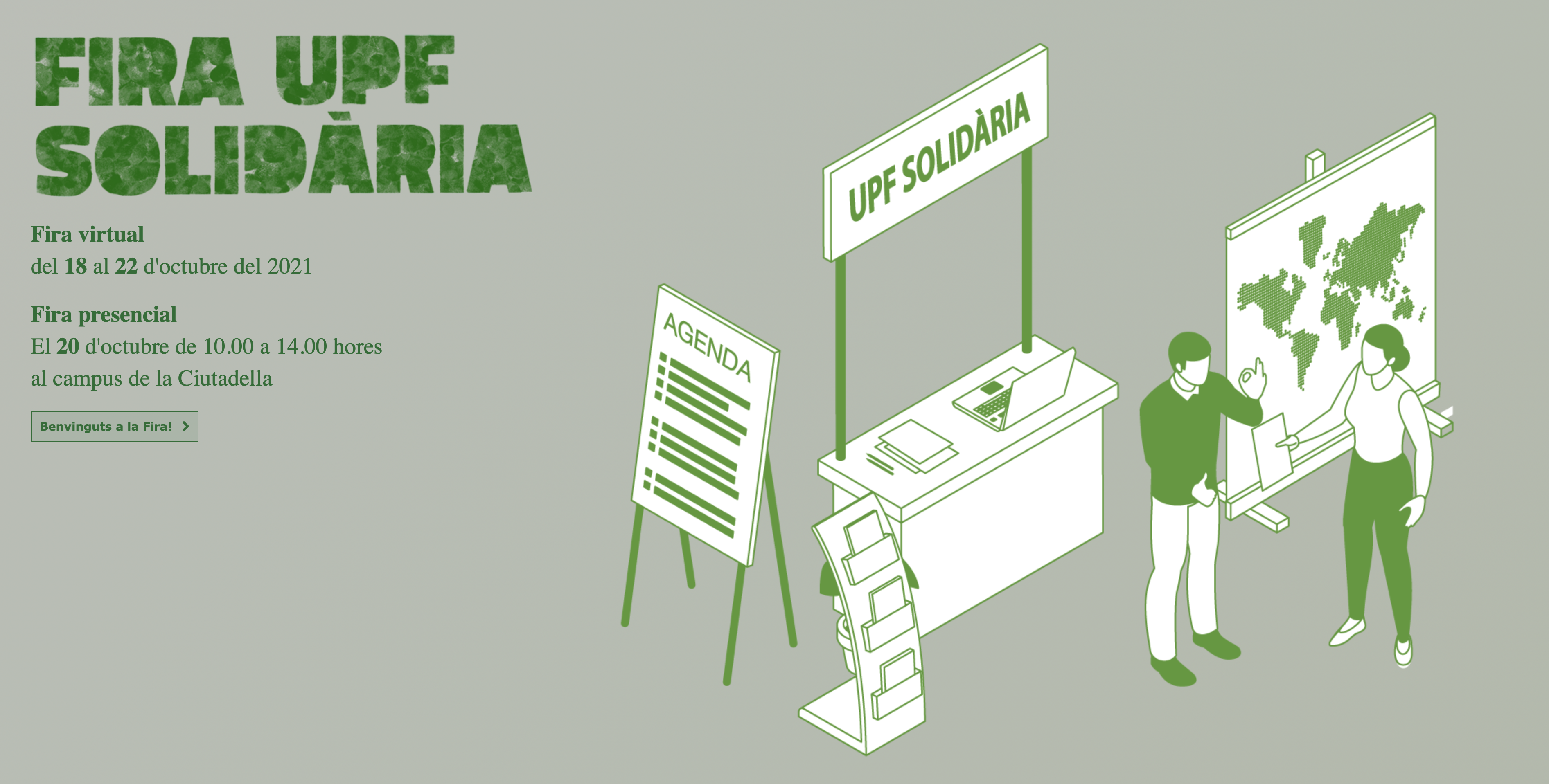 Imatge de la pantalla principal de la Fira UPF Solidària virtual