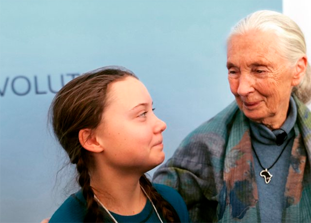 Greta Thunberg amb Jane Goodall