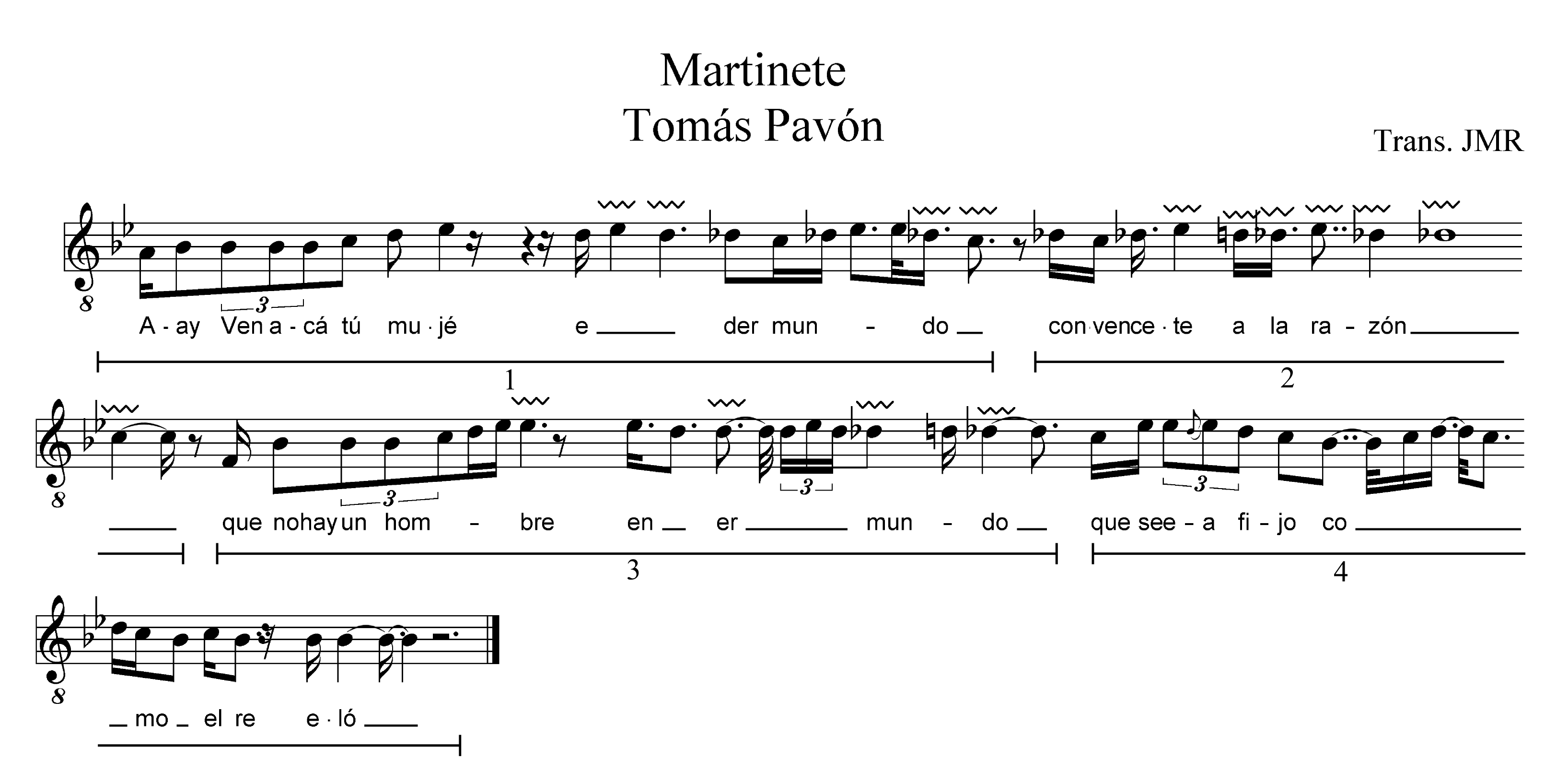 Martinete transcription into Western music notation