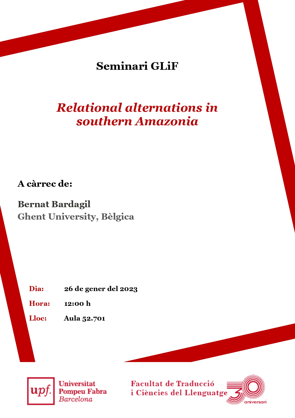26/01/2023 Seminari del GLiF, a càrrec de Bernat Bardagil (Ghent University)