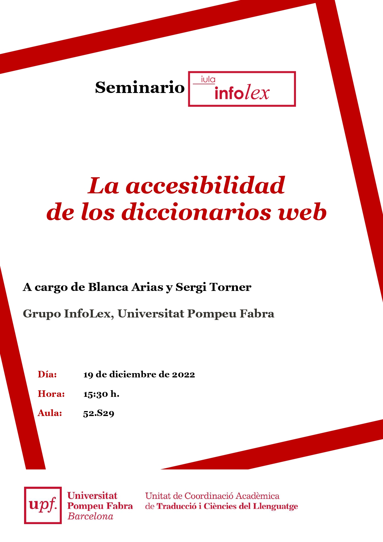 19/12/2022 Seminari del grup InfoLex, a càrrec de Blanca Arias i Sergi Torner