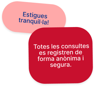 Estigues tranquil·la! Totes les consultes es registren de forma anònima i segura.