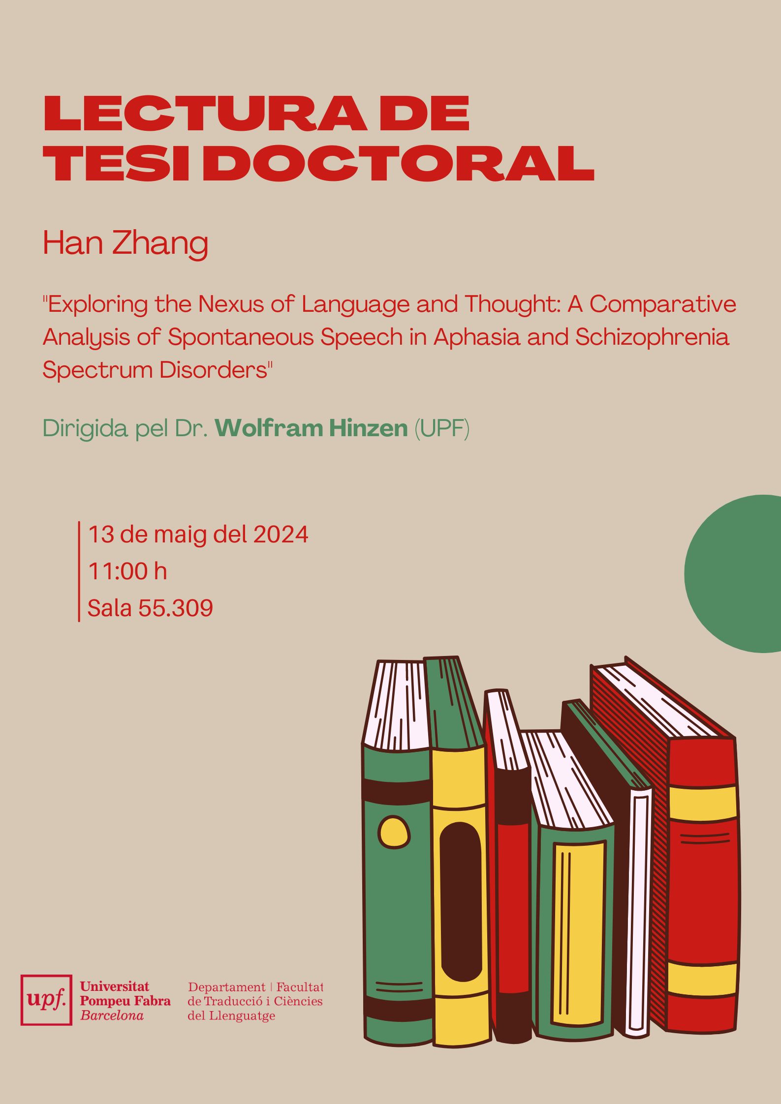 13/05/2024 Lectura de la tesi doctoral de Han Zhang, a les 11.00 hores