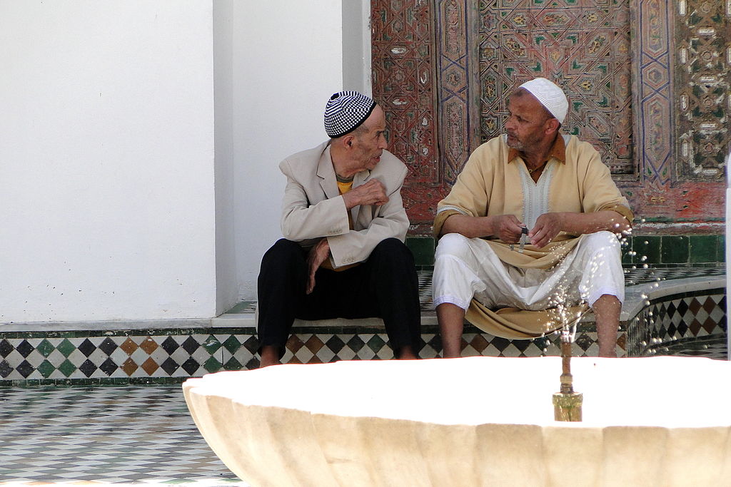 Men Chat by Fountain in Mosque - Medina (Old City) - Fez - Morocco